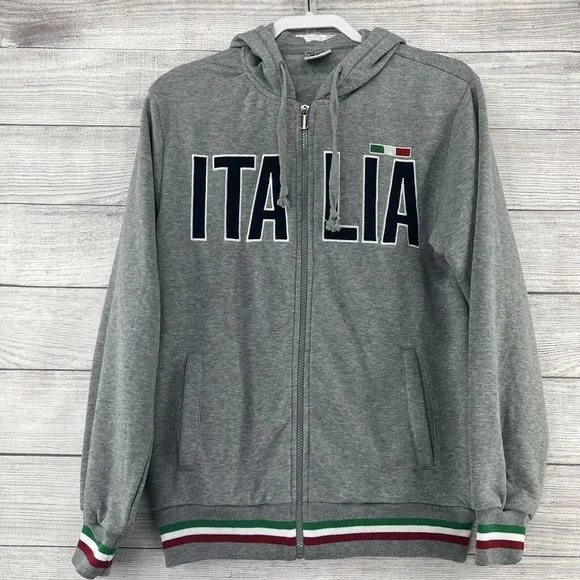 Chip Shirts Chip Italia Flag Sweatshirt Hooded Jacket Gray